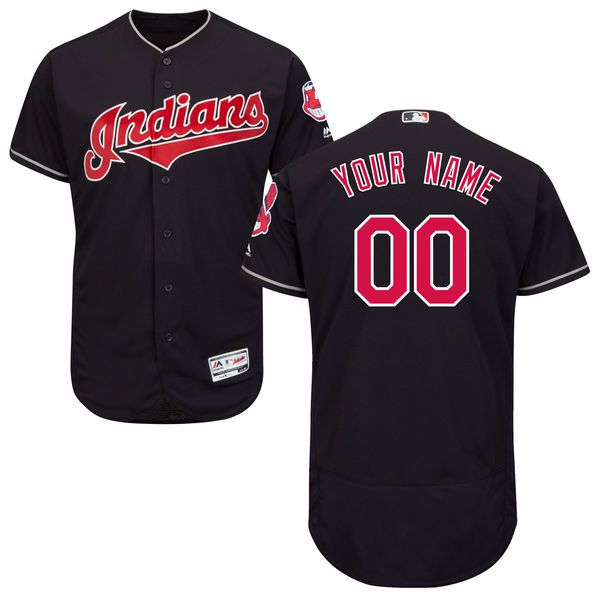 Men Cleveland Indians Majestic Alternate Navy Blue Flex Base Authentic Collection Custom MLB Jersey->customized mlb jersey->Custom Jersey